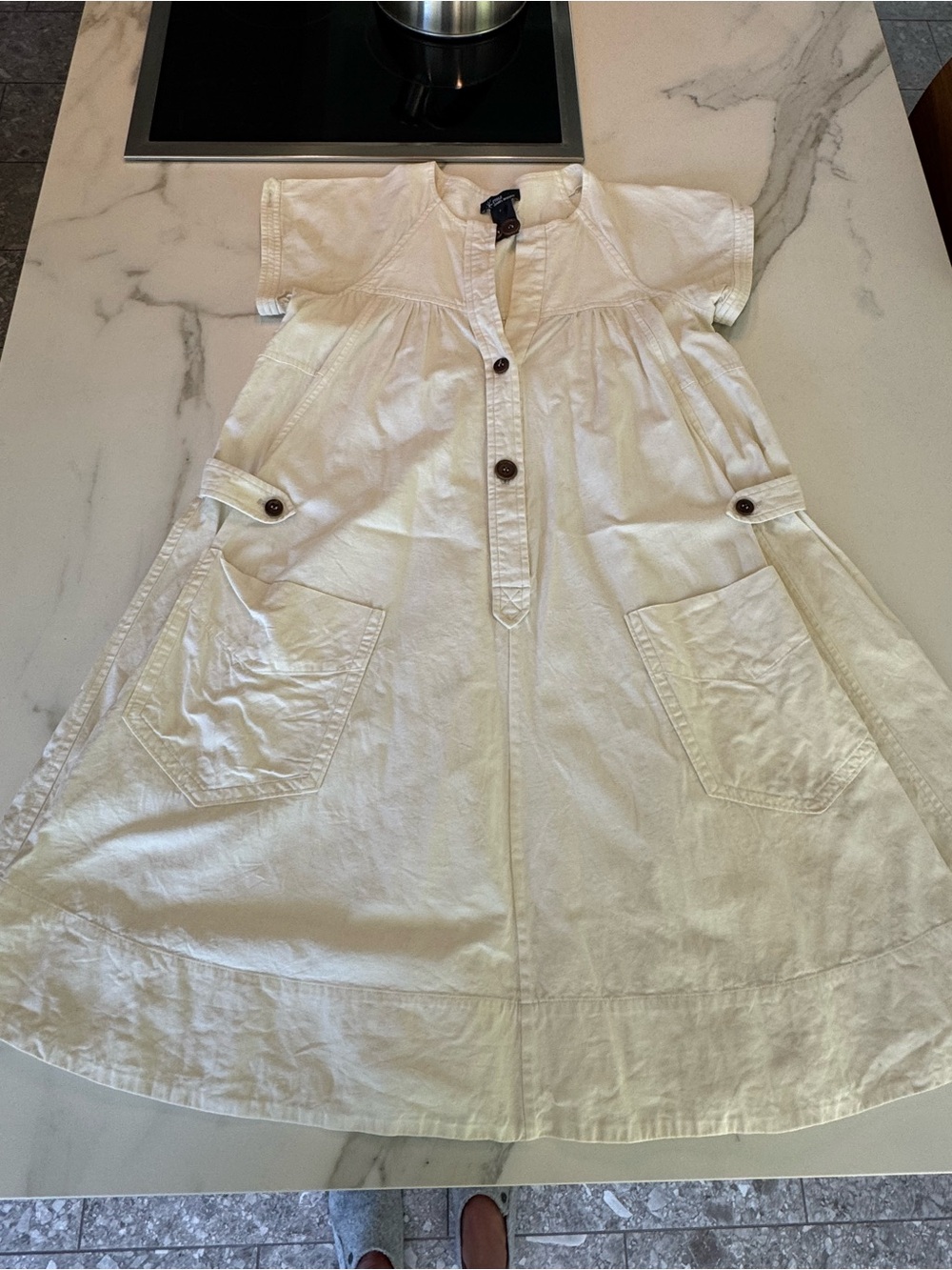 Isabel Marant Cream Short-Sleeve A-Line Pocket Dress